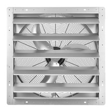 Uimoso 24" Wall-Mounted Shutter Exhaust Fan with Automatic Louvers, Silver Steel