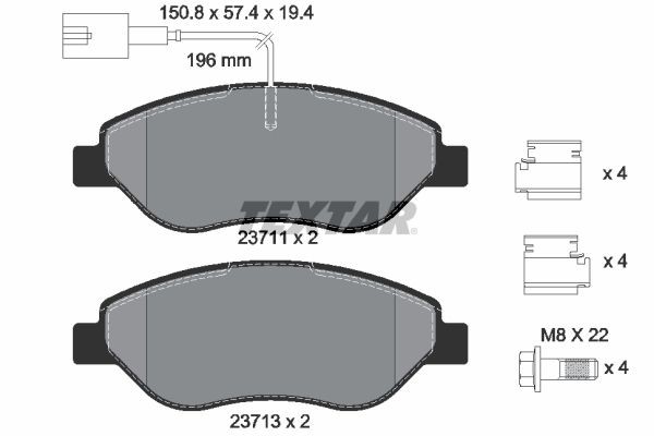 Front Brake Pad Set Fits Alfa Romeo Chrysler Fiat Lancia Textar 2371104