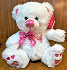 White Bear With Pink Bow 10" Stuffed Animal New With Tags