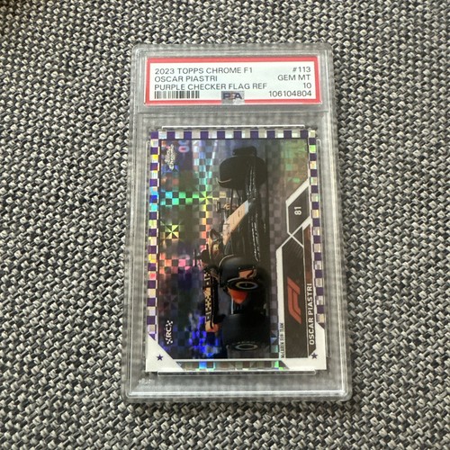 2023 Topps Chrome F1 Purple Checker Flag Refractor Oscar Piastri /199 Psa 10 Rc