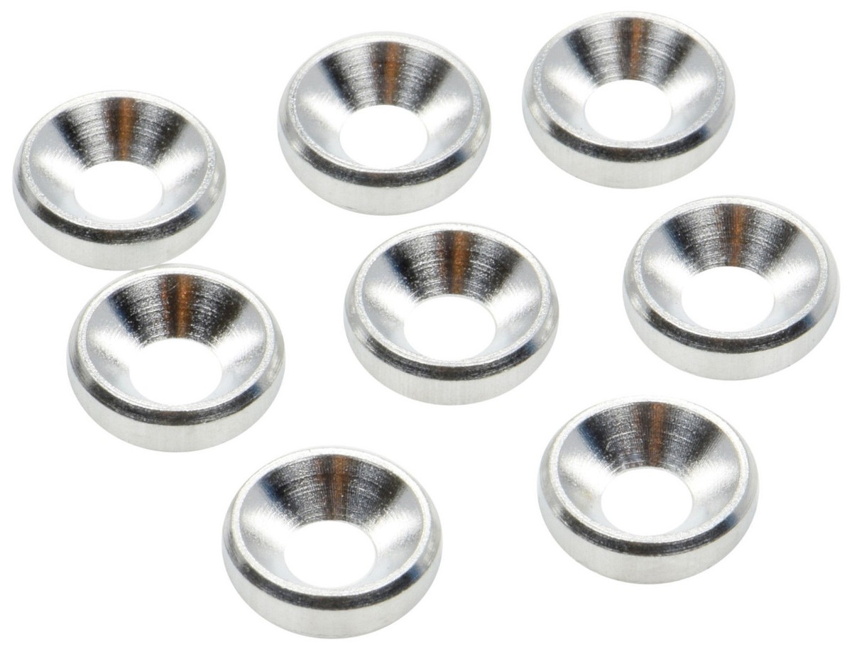 Apex RC Products Silver 4mm Aluminum Counter-Sunk Screw Washers