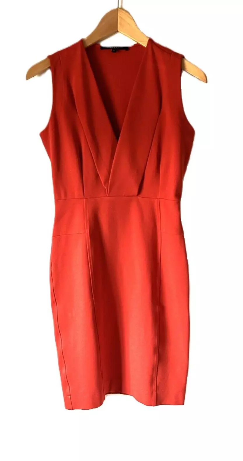 Robe femme GUCCI étonnante fourreau col V sans manches rouge orange taille S, taille XS