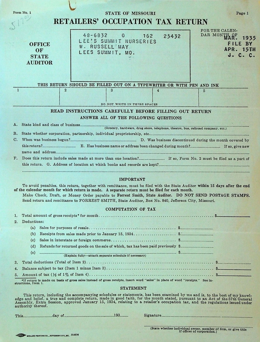 Tax Return, 1954, March 1955, 53 OFF