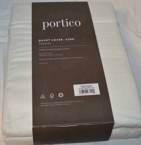 Portico SLOANE SQUARE CLOUD DANCER CREAM KING Duvet Set ORGANIC COTTON - Picture 5 of 6