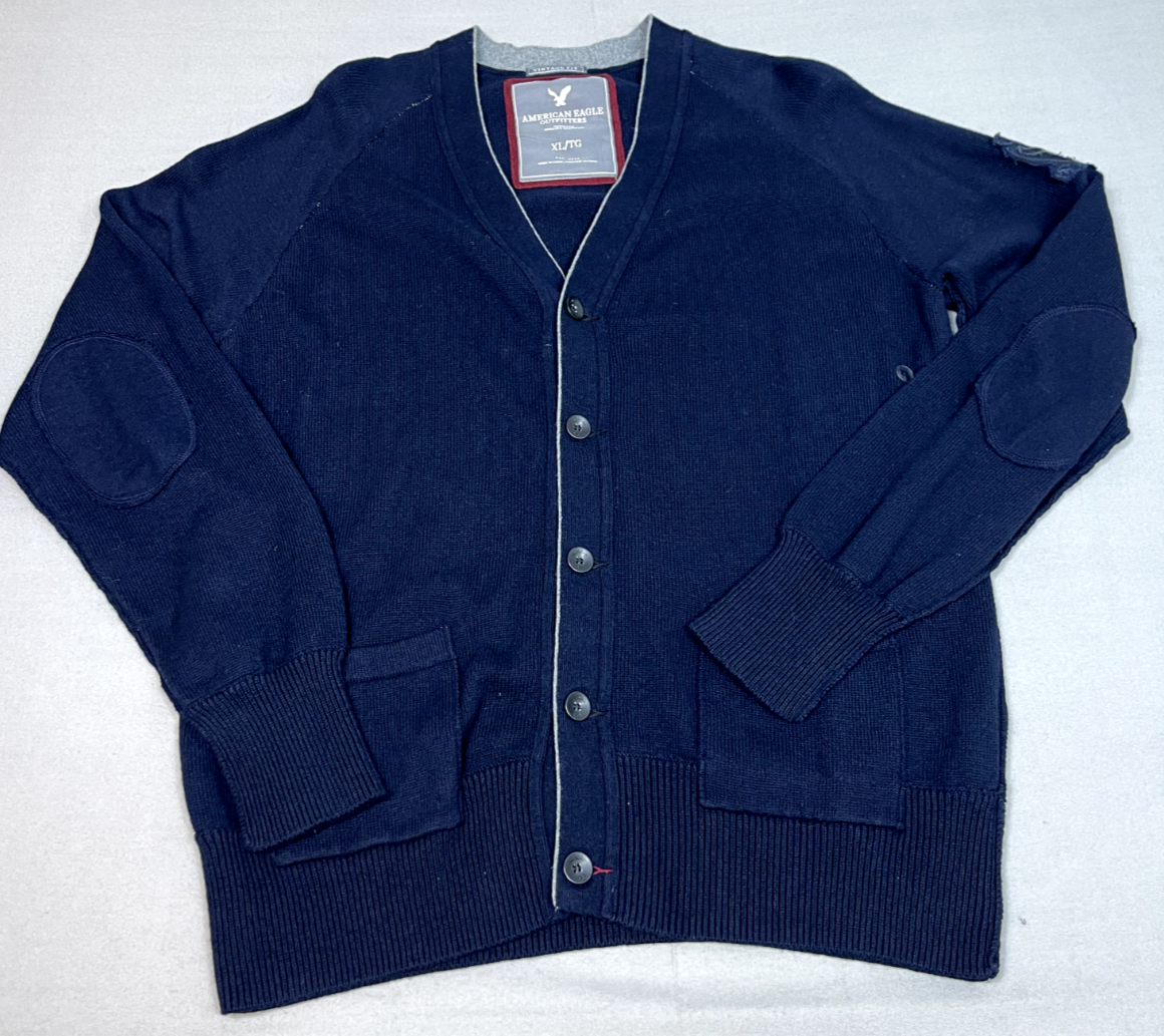 Vintage American Eagle Sweater XL Mens Cardigan Blue Button Up Outdoor  Preppy