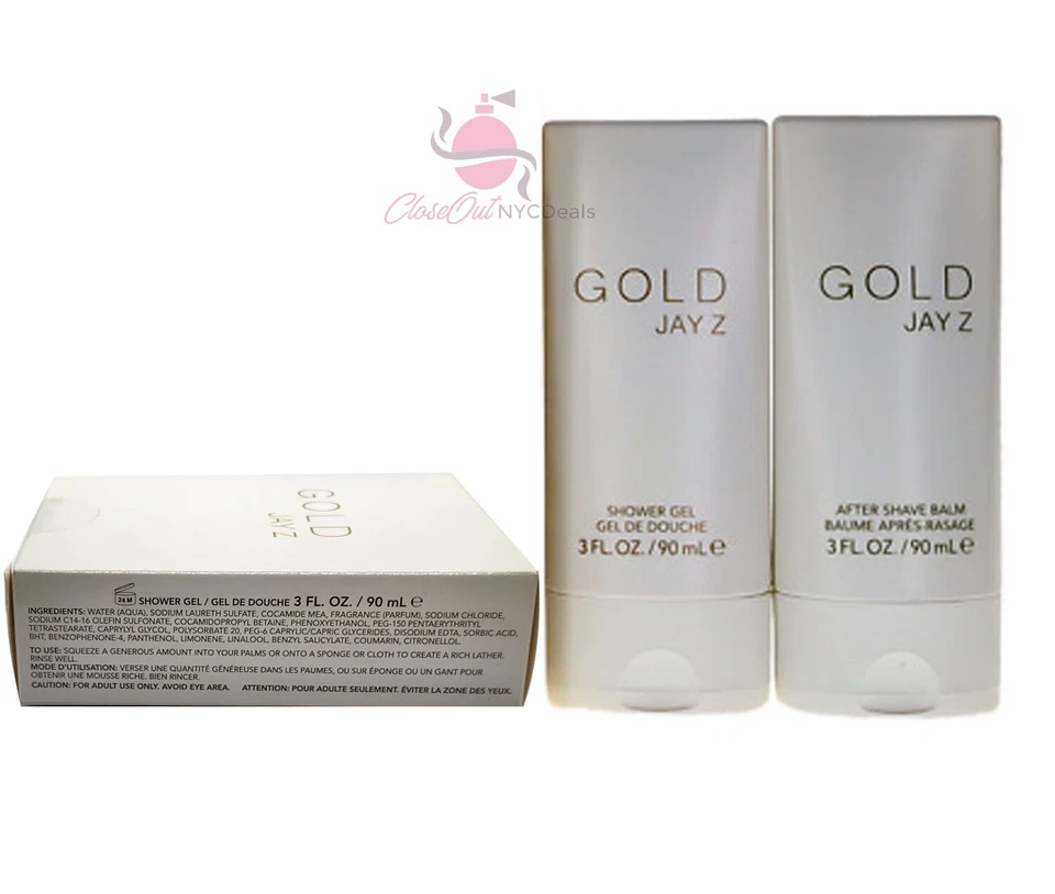 Juego de regalo Jay-Z Gold de 2 piezas para hombre - gel de ducha de 3,0 oz + bálsamo para después del afeitado Foto 3 de 3