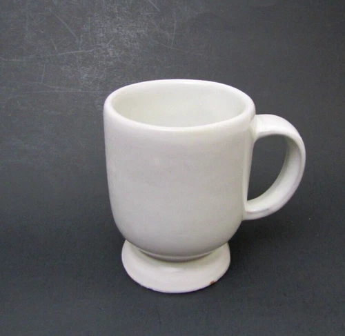 Frankoma White Glaze Footed Coffee Mug Tea Cup Signed C2