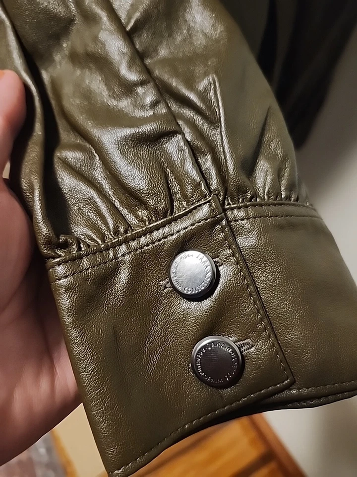 Zara Green Faux Leather Long Sleeve Mini Dress Belted Size L - Image 4 of 4