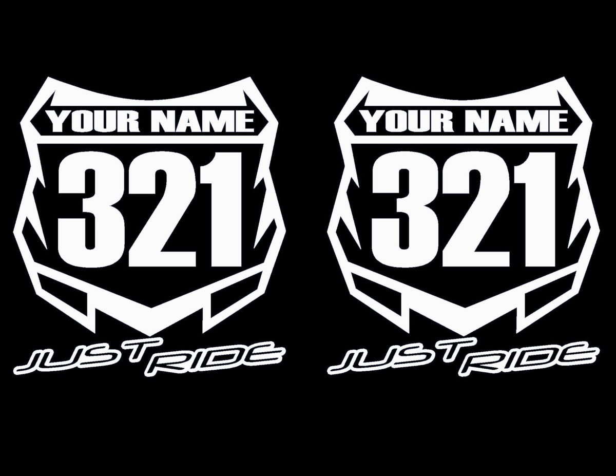 ● CARTEL MOTOCROSS NUMBER PLATE DECAL STICKER CUSTOM NAME # MX MOTO