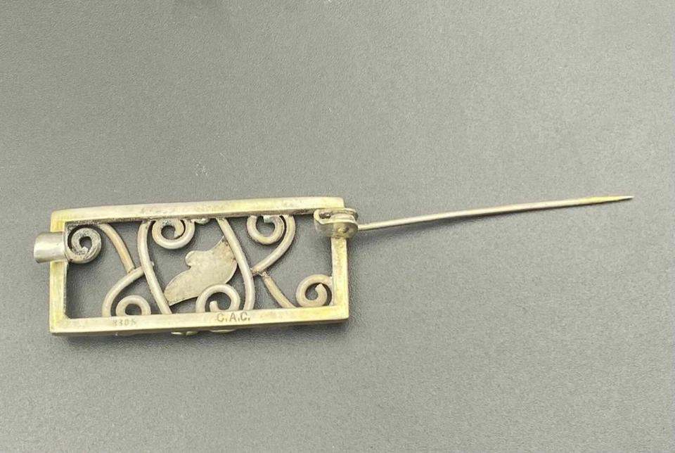 Argento Spilla 830er C. A. C. Stile Liberty Art Deco Um 1920 Gioiello Antico - Immagine 3 di 4