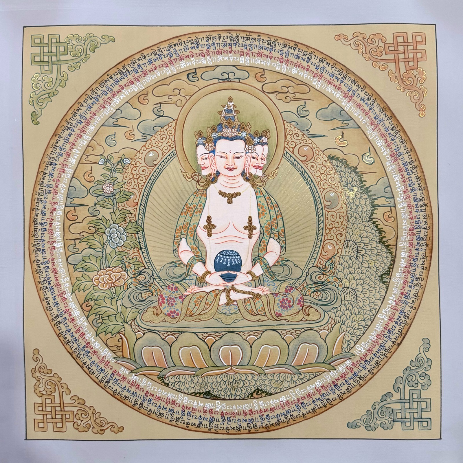 Vairocana Mantra MandalaThangka, VairocanaPrayer Mandala Thanka