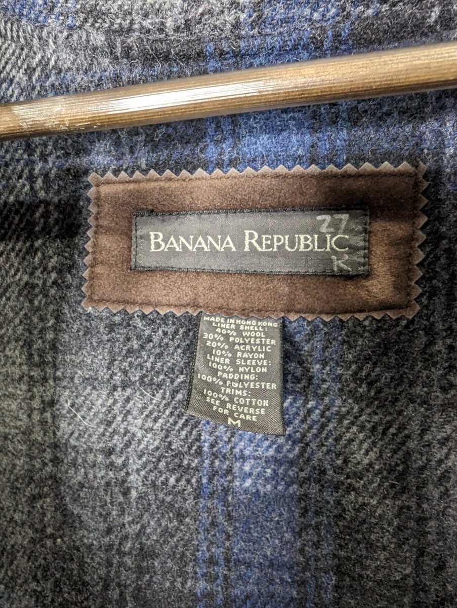 Vintage Banana Republic Overcoat Rain Jacket Wool Liner Hood Men