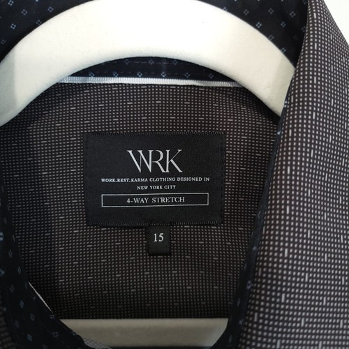 WRK Work Rest Karma Micro Spec Button Shirt 4 Way Stretch Flip Cuff Men 15 Black - Picture 9 of 11