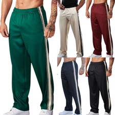 Mens Joggers Jogging Bottoms Striped Gym Sports Tracksuit Casual Pants Trousers