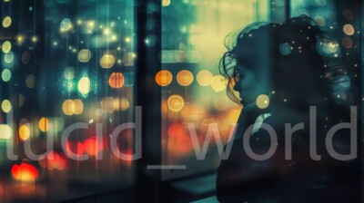 Lo-fi Woman Window City Digital Image Pic Wallpaper Background Desktop AI Art