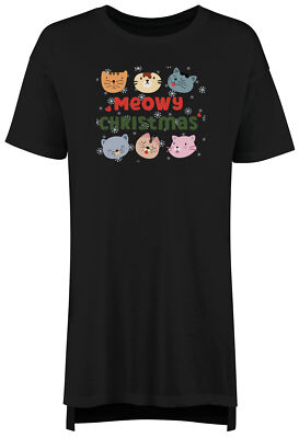Weihnachten Katzenliebhaber Nachthemd Frauen Miau Weihnachten Kätzchen Damen Nachthemd Geschenk