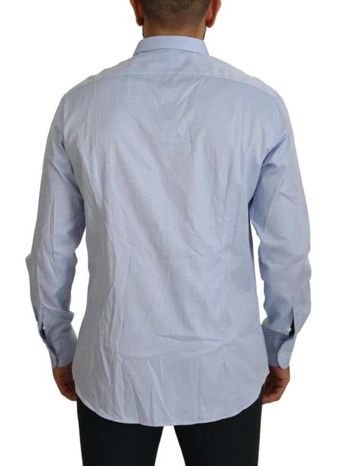 Camisa AGLINI Azul Claro Algodón Botón Mangas Largas Vestido 43/US17/XL 240usd Foto 3 de 4