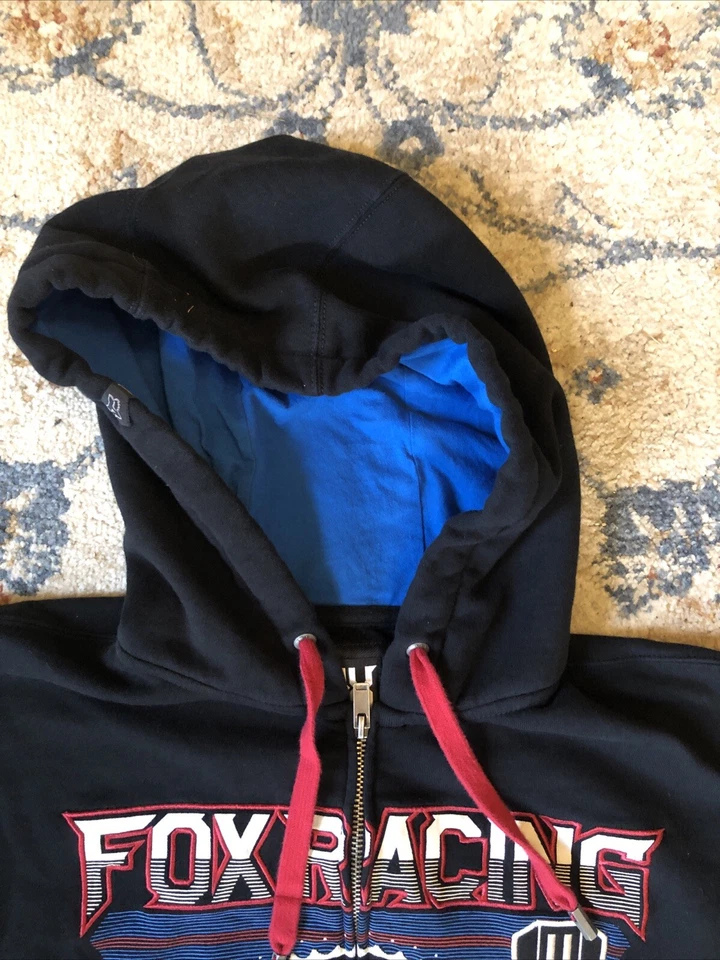 Chaqueta Fox Racing para hombre talla grande cremallera completa con capucha negra velocidad infinita Foto 2 de 4