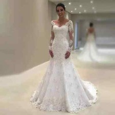 Mermaid Wedding Dress Sweetheart Long Sleeves Lace Beaded Appliques Bridal Gowns