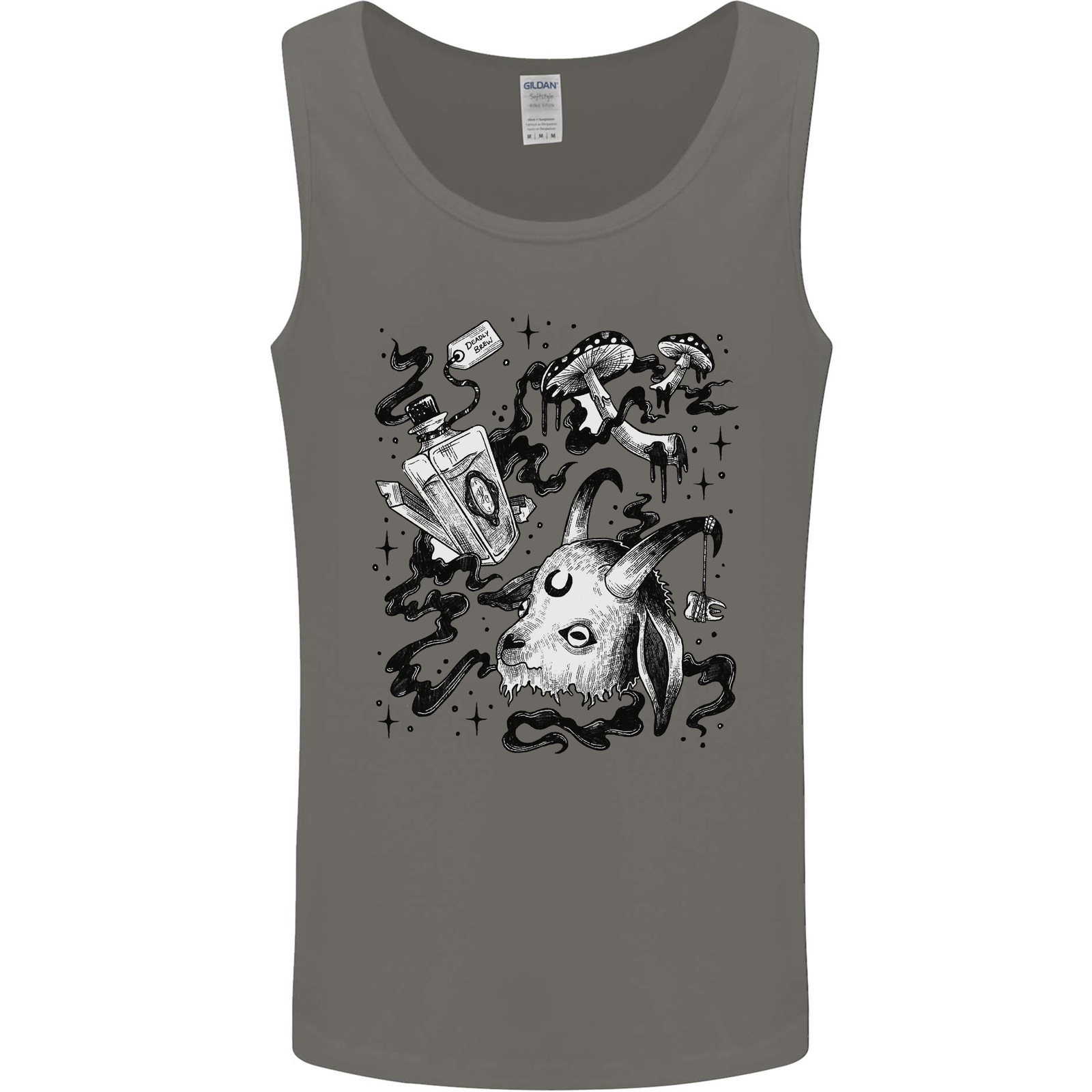 Dark Magic Black Voodoo Magic Mushrooms Mens Vest Tank Top