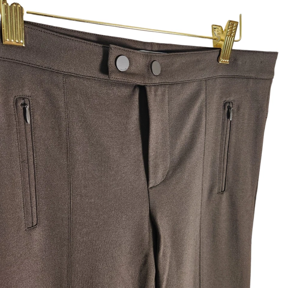 Vince size 6 dark chocolate brown ponte pants zip pockets slim - Image 3 of 4