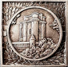 VINCENNES DECORATIVE ART .CIRCA 1930;.LE DUNJON .SILVER BRONZE PLAQUE