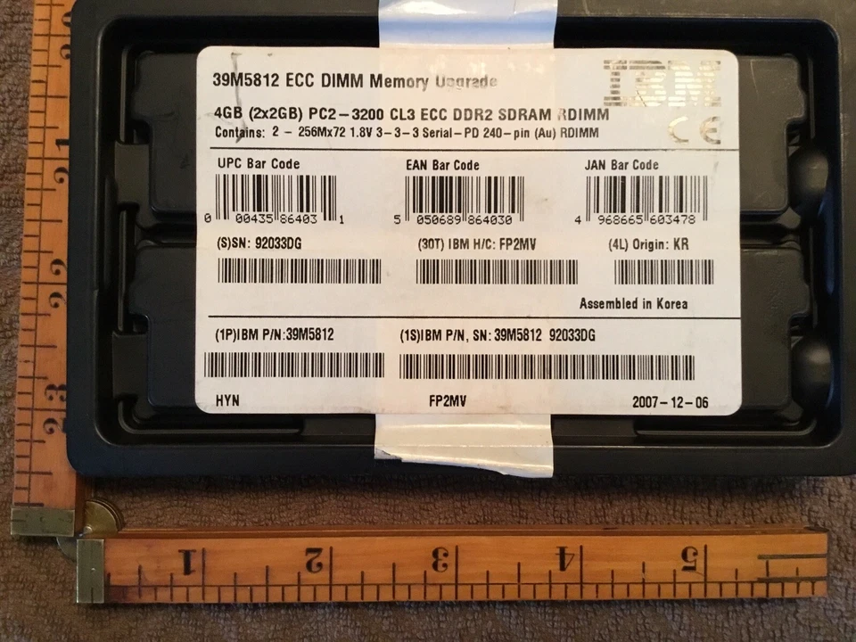 39M5812 - IBM 4GB Kit (2 x 2GB) PC2-3200 ECC DIMM Memory Upgrade Open - Image 2 of 3