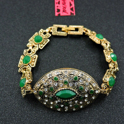 BETSEY JOHNSON JOYERIA DE MODA BRAZALETE CON PIEDRAS VERDES PRECIOSAS 