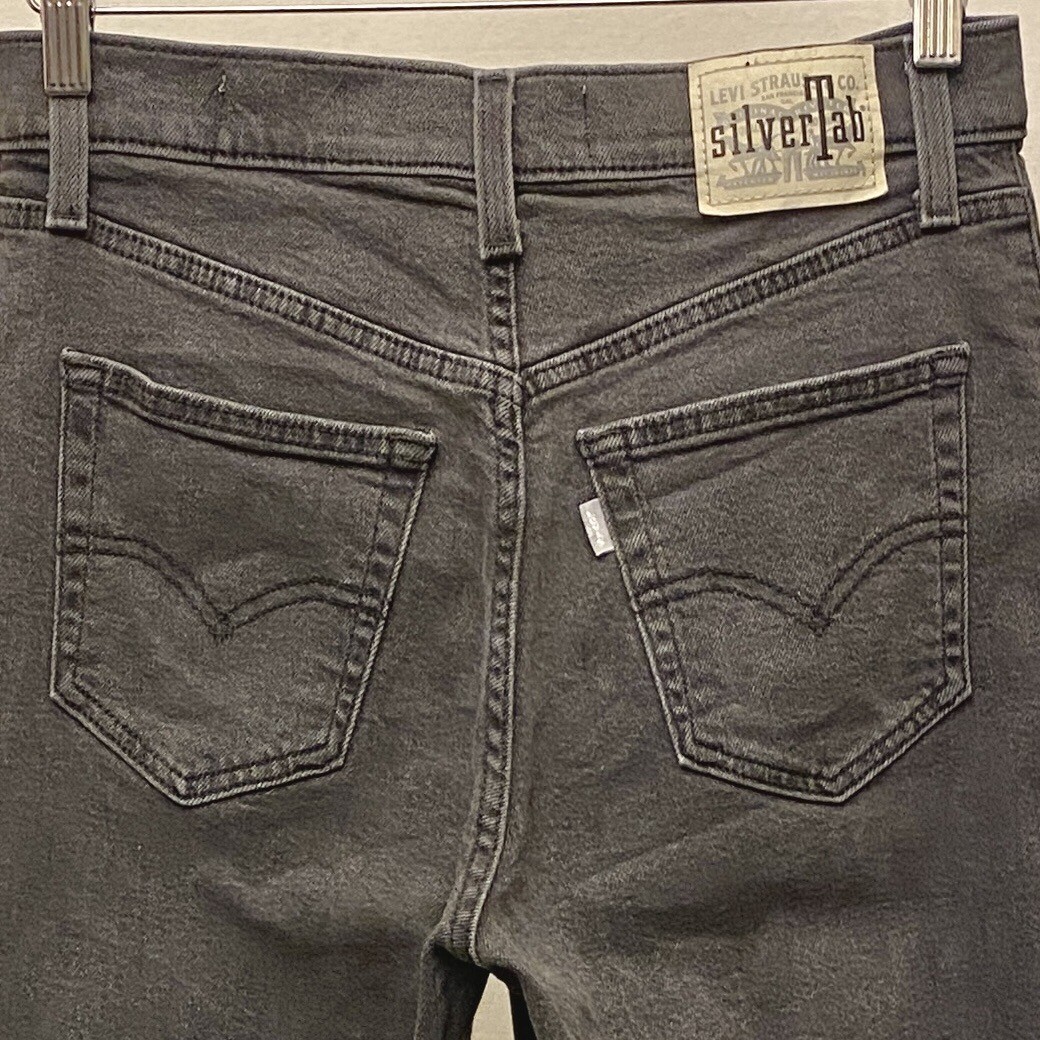 Levi’s 28 (US 6/7) Mom Jeans Silver Tab Gray High Rise Women’s Stretch Tapered image 4