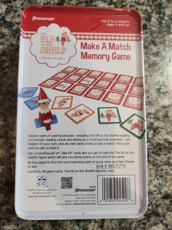 Pressman Elf on The Shelf Make a Match Game in Tin Box Brand New - Image 4 of 4