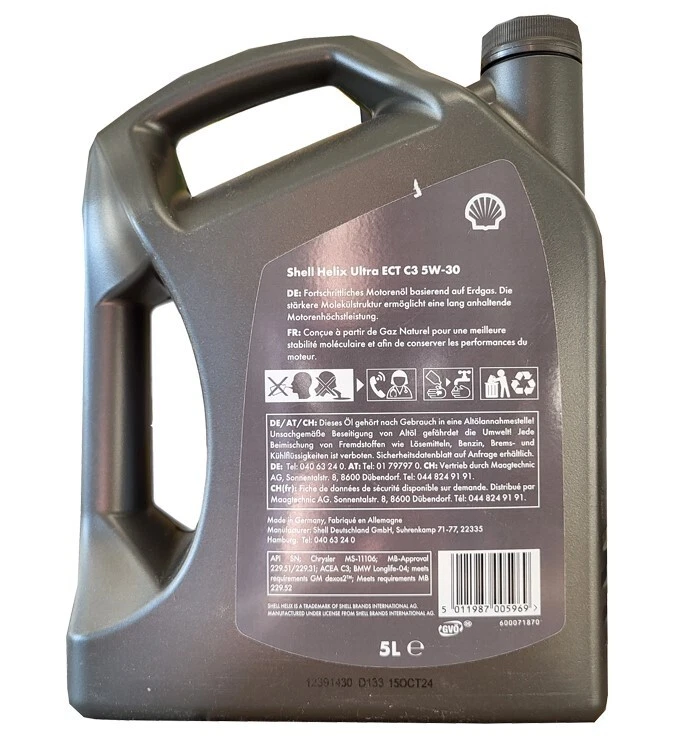 Shell Helix Ultra ECT C3 5W-30 Motoröl BMW LL04 MB 229.52 1x5 Liter - Bild 2 von 3