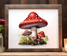 Mushroom Art Print, Mushrooms Foresctcore Print, Wall Art Decor Nature Print