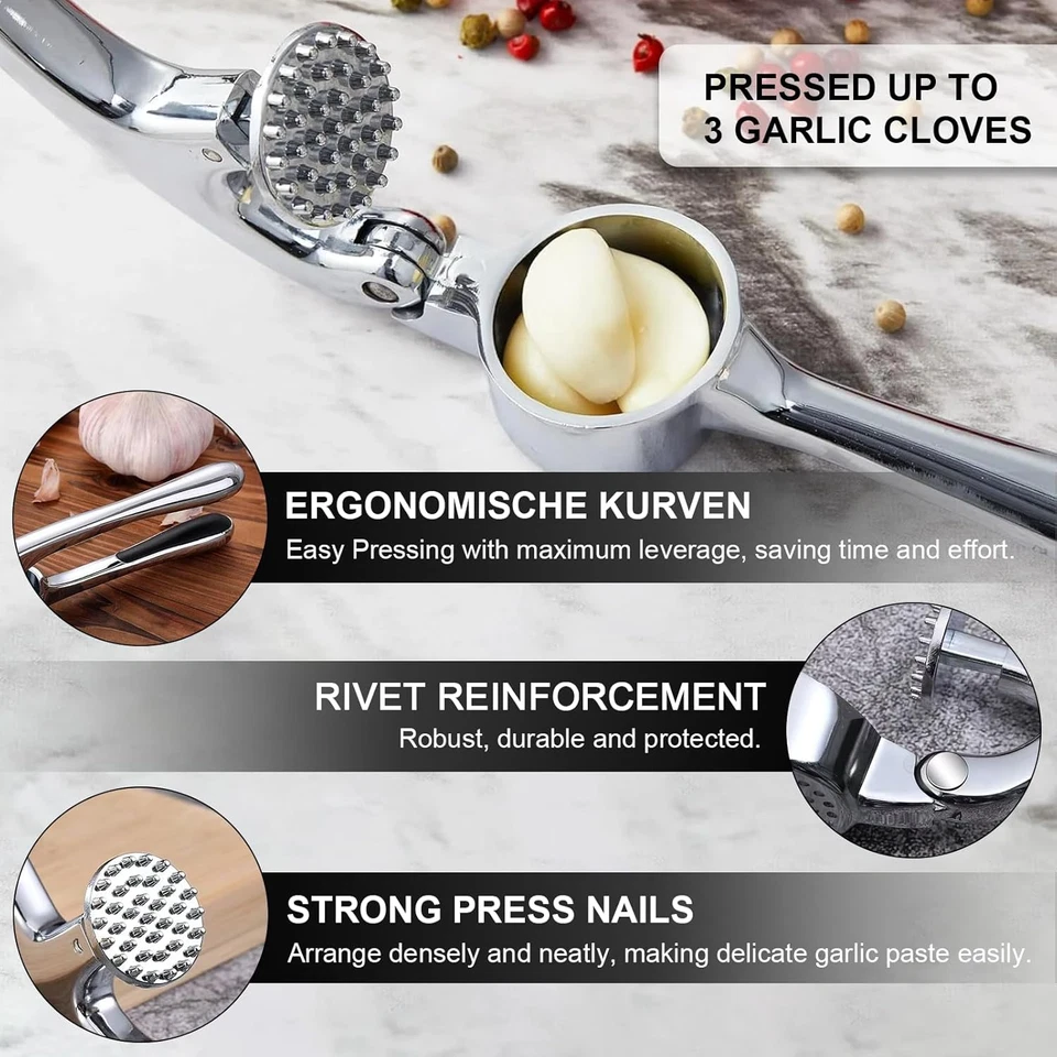 Spremiaglio Lavabile in Lavastoviglie, Garlic Press Con Manico Facile Da Spremer - Immagine 4 di 4