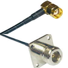 USA-CA RG174 RP-SMA MALE ANGLE to N FLANGE FEMALE Coaxial RF Pigtail Cable