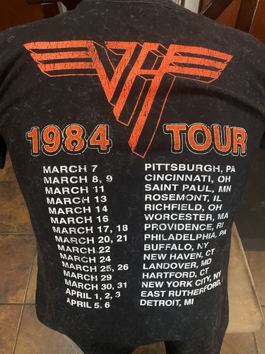 T-shirt Van Halen 1984 World Tour uomo marrone taglia S - nuova con etichetta 2 lati - Foto 5 di 5