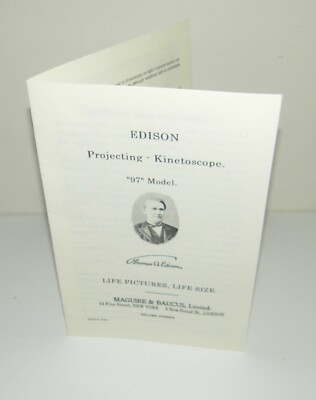 Edison Projecting Kinetoscope Projector 1897 Pamphlet Reproduction