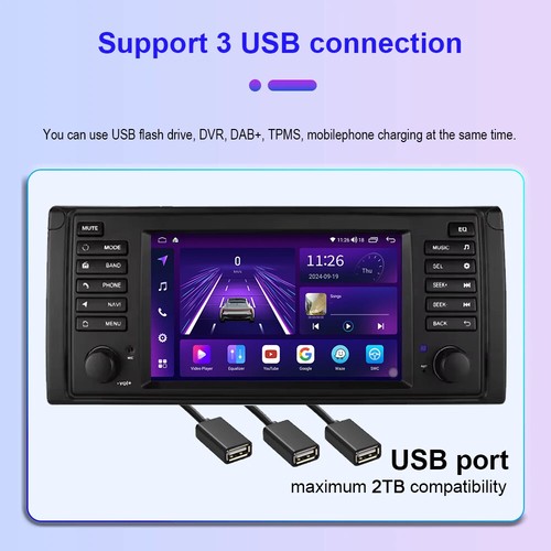 Android CarPlay Car Radio For BMW 5 Series E39 X5 E53 M5 GPS Navi Stereo Player - Picture 5 of 18