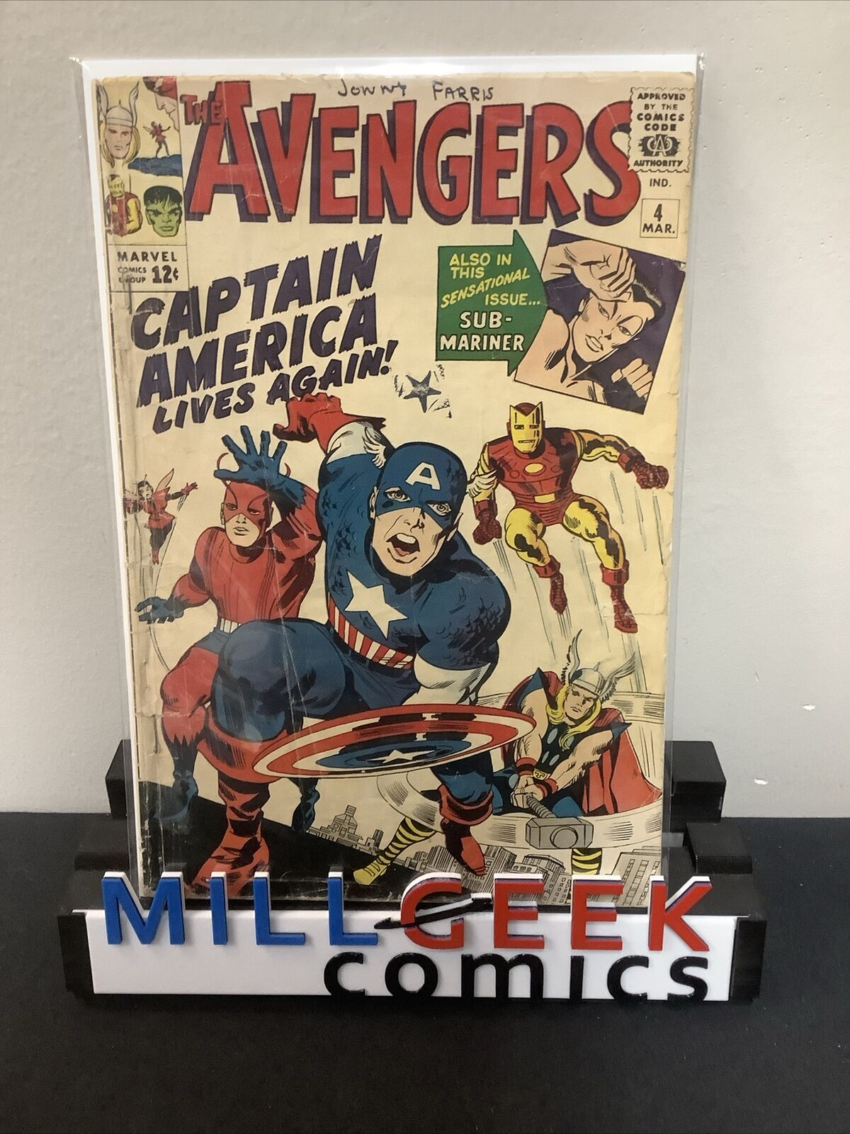 Avengers #4 (1964)  1st Silver Age Captain America, Stan Lee, Jack Kirby, 1.8 G-
