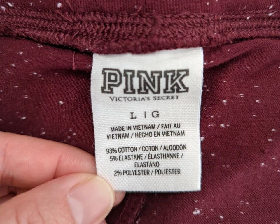 Leggings Victoria's Secret ROSA para mujer L rojo borgoña mezcla de algodón moteado Foto 4 de 4