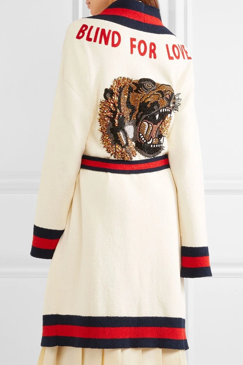 Gucci Runway Blind For Love Sequin Tiger Oversized Cardigan Sweater Size 36  | eBay