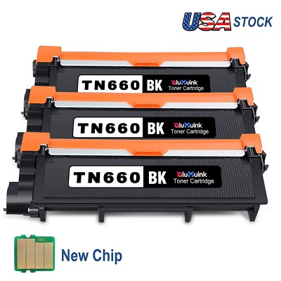 TN660 Black Toner Cartridge (3-Pack) for Brother DCP-L2520DW L2540DW Printers