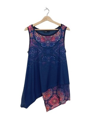 DESIGUAL Tunika Damen Top Gr. DE 38 blau-pink-lila Casual-Look