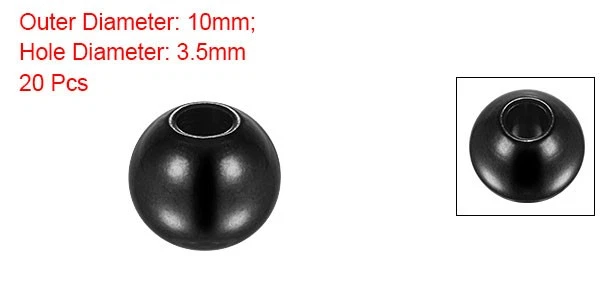 Cuentas de 10 mm de acero inoxidable de 3,5 mm de diámetro de agujero para manualidades hágalo usted mismo negras Foto 2 de 4