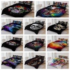 3D Skull Flower Leaves Animal Colorful Quilt Cover Duvet Cover Comforter set