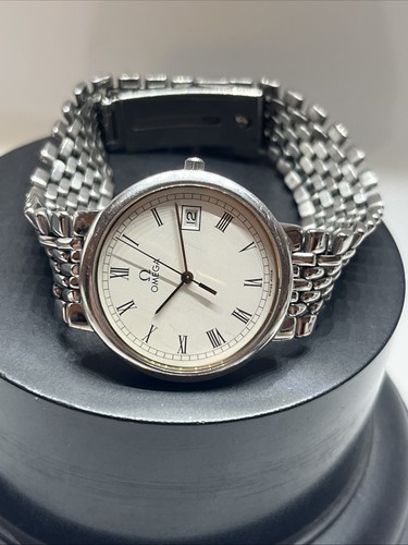 Herren Armbanduhr Edelstahl Quarz Omega De Ville mit Boxen und Booklet - Bild 8 von 11