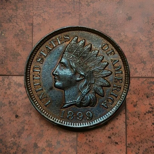 1899 BU GEM Indian Head Cent Gorgeous Natural Toning Deep Blue+purple+orange WOW