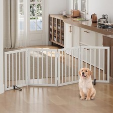 Freestanding Foldable Dog Gate - 4 Panel Room Divider White White