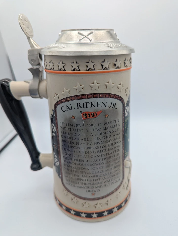Cal Ripken Jr Beer Stein Mug A League Of His Own By Longton Crown # L 3037 MLB - Image 3 of 4