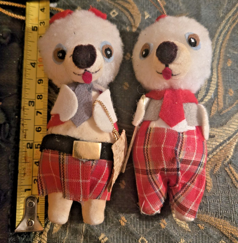 Vintage Christmas Pom Pom Animal Ornaments
