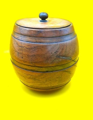 Antikes Holzfass Teedose / Tabakkanne englische Eiche mit Deckel